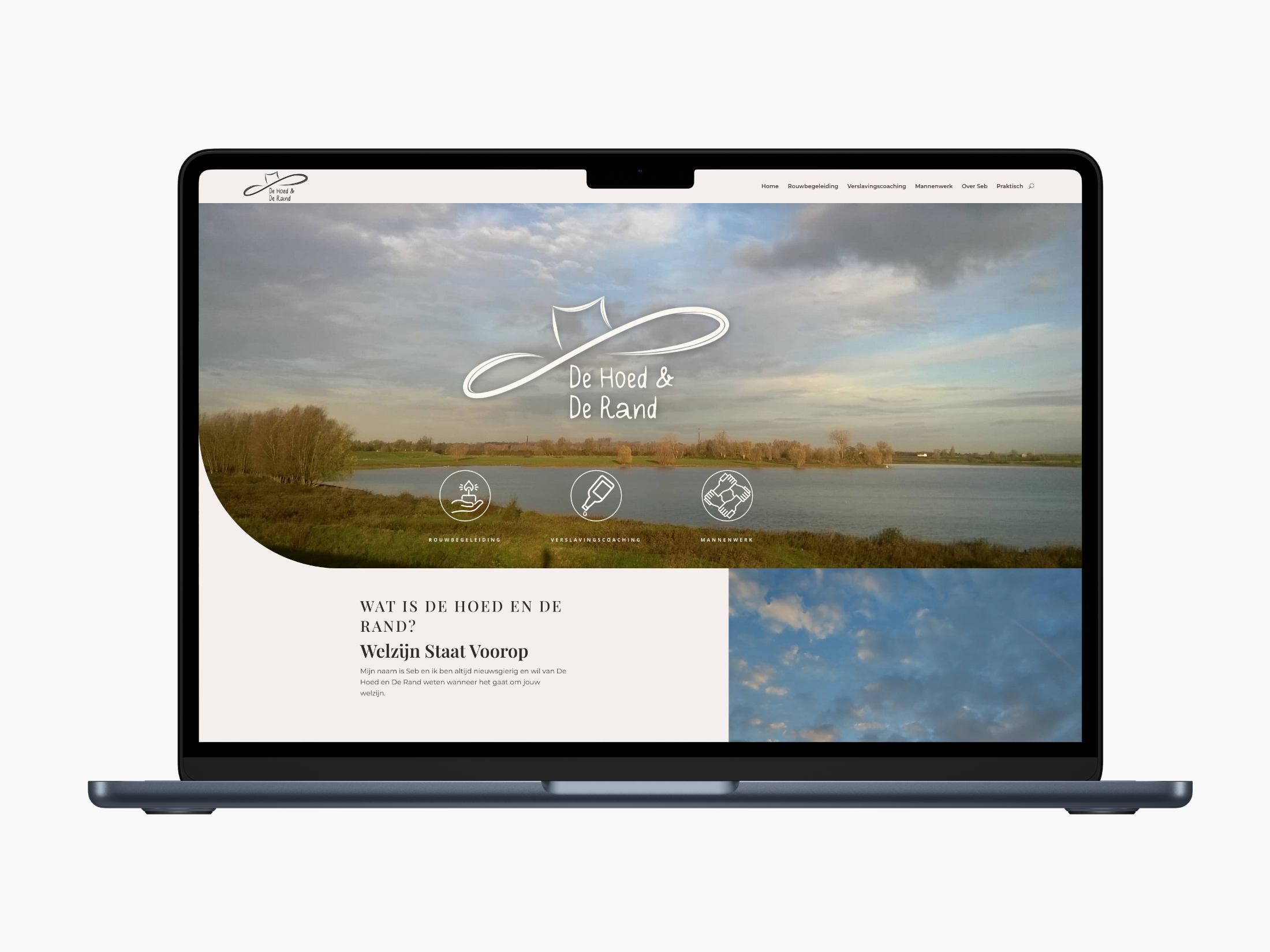 Mockup van webdesign en logo ontwerp voor praktijk De Hoed en de Rand in Nijmegen door Rezonance Design.